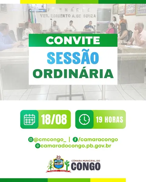 📢 CONVITE | SESSÃO ORDINÁRIA