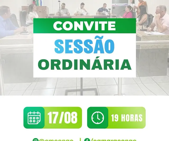 Câmara Municipal do Congo realiza Sessão Ordinária nesta segunda-feira (17)