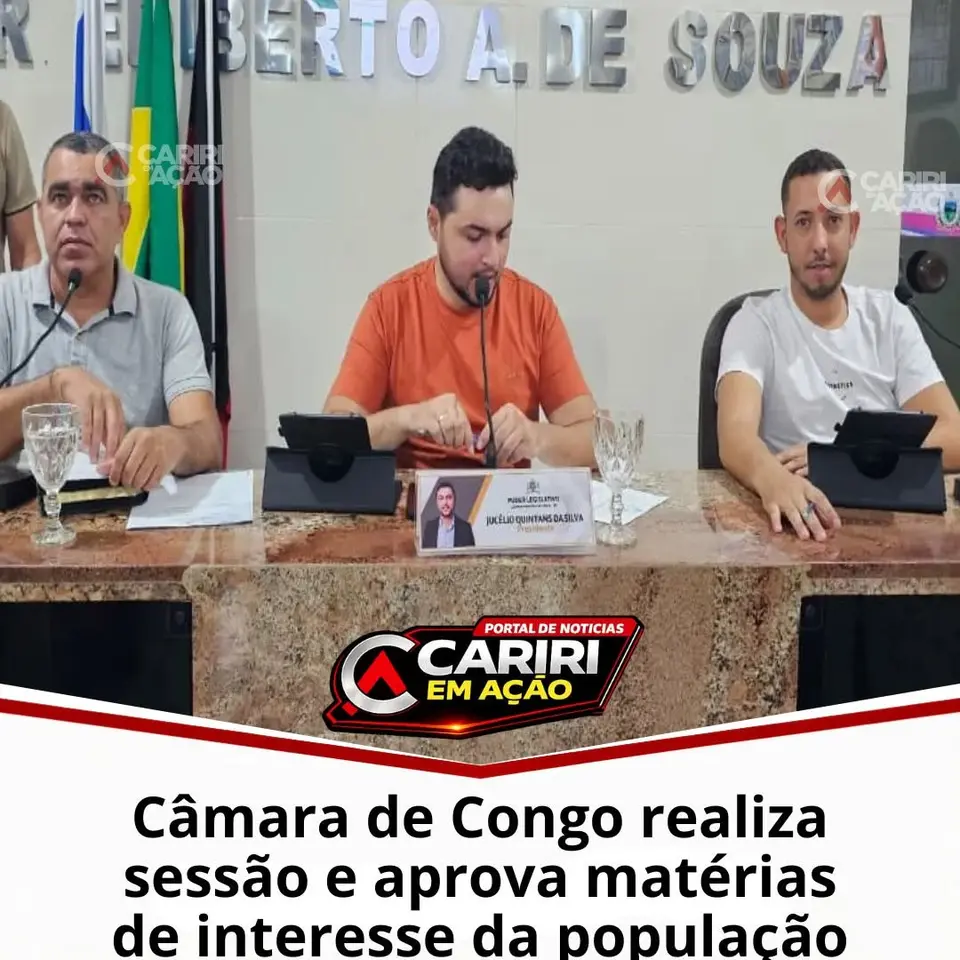 Câmara de Congo aprova requerimentos, título de cidadão e projeto em 1º turno