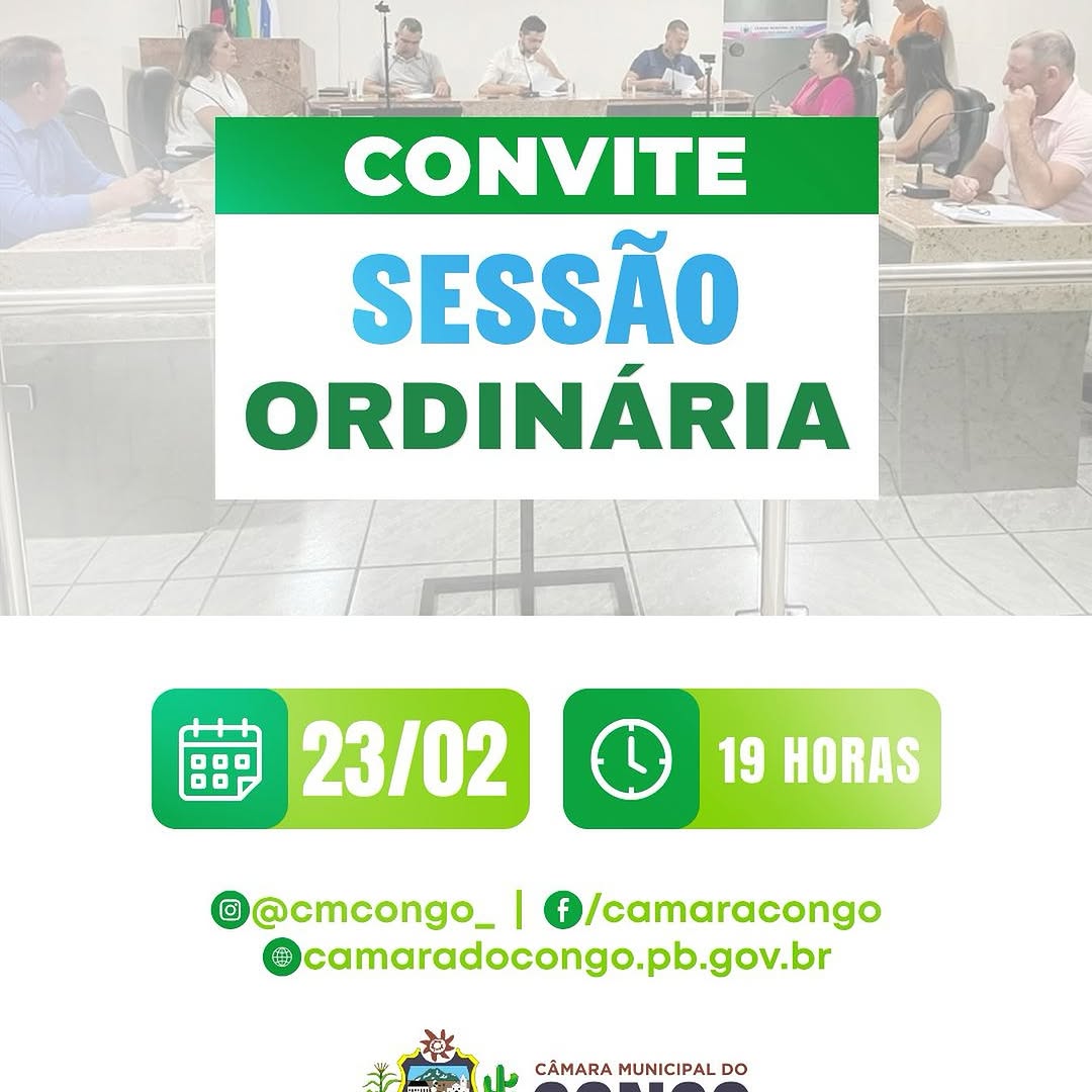 Câmara de Congo convoca cidadãos para Sessão Ordinária hoje às 19h